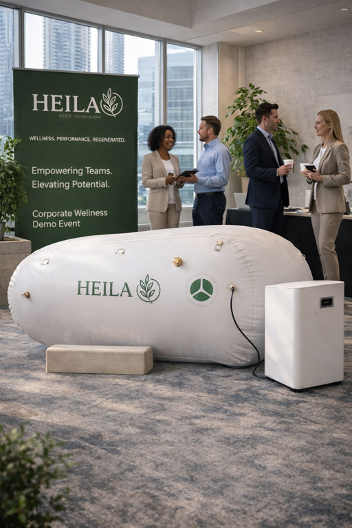 Corporate wellness event with HEILA HBOT chamber